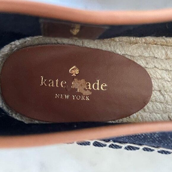KATE SPADE Lara Denim Jute Leather Tab Espadrille Flat 7 - Picture 16 of 16